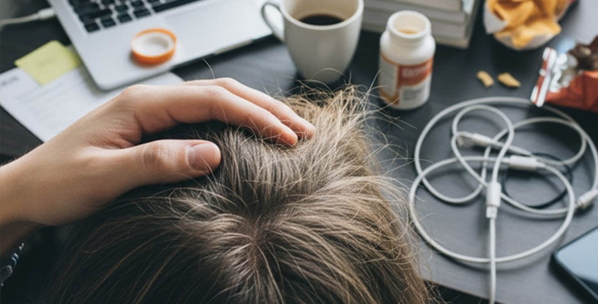 Woman concerned about hair thinning