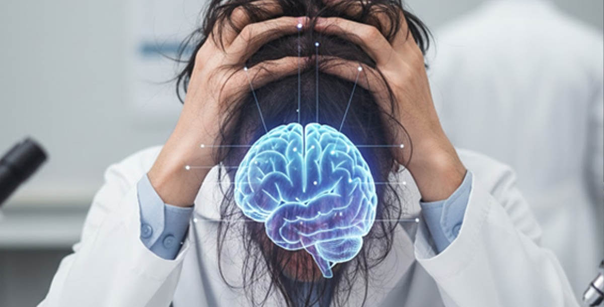 Stressed person experiencing hair loss