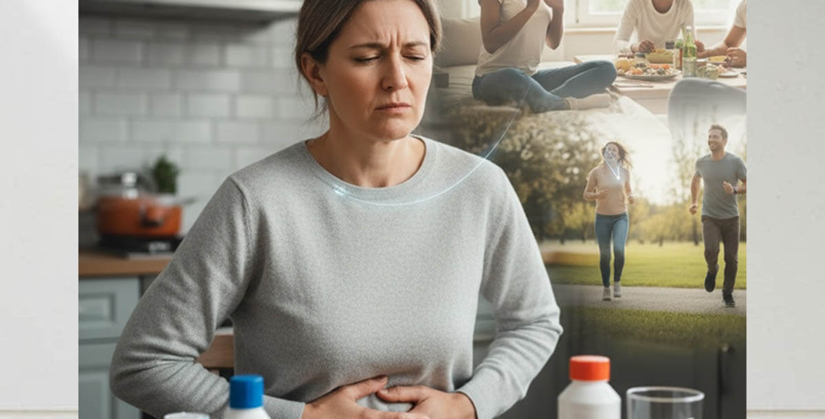 Person holding stomach