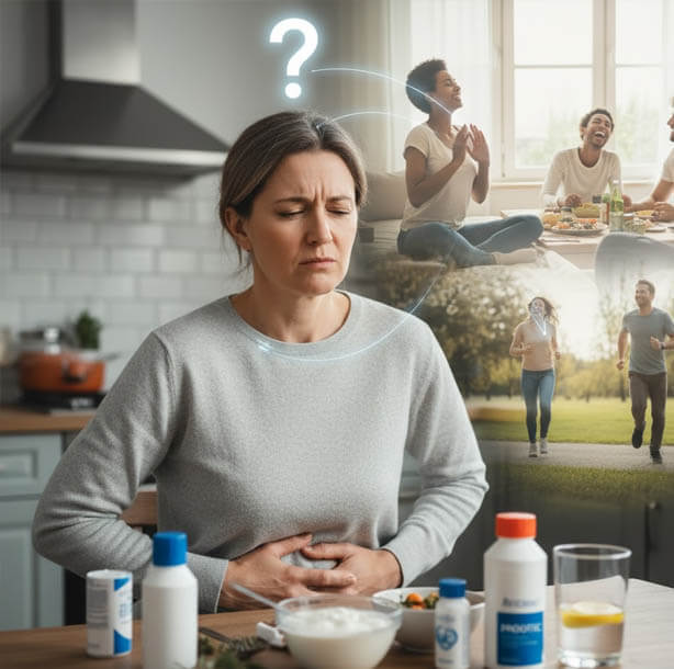 Person holding stomach