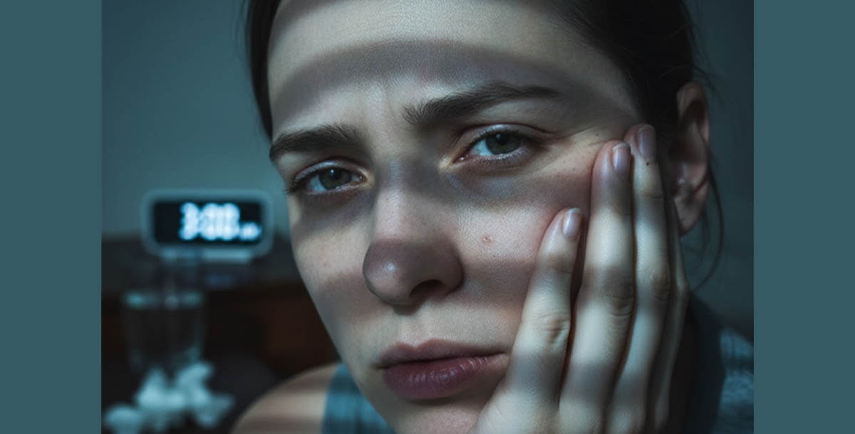 Woman awake at 3AM stressed