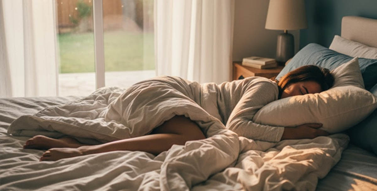 Woman sleeping on back properly